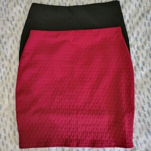 2 Elegant Stretchy Textured Fitted Skirt Set